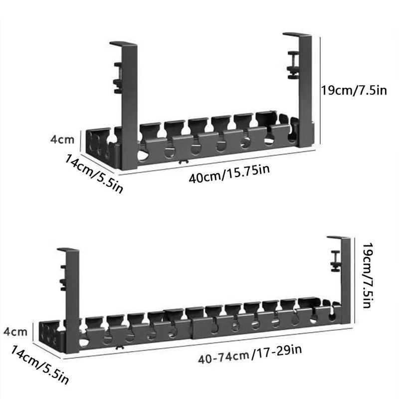 Extendable Under Desk Cable Management Tray Sturdy No Drilling Cord Hider Raceway Space Saving Wire Organizer Cable Tray
