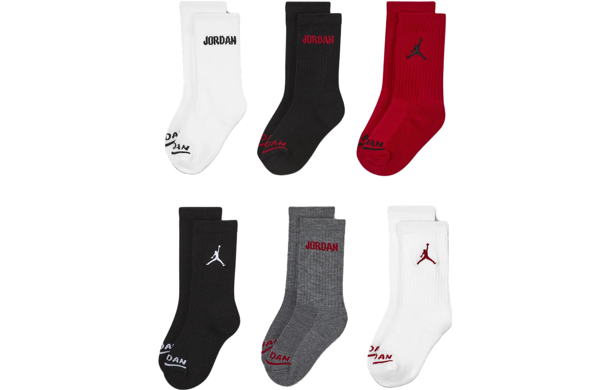 Jordan Kids Apparel Crew Socks 6 Pack Kids BJ0343-RK2 S
