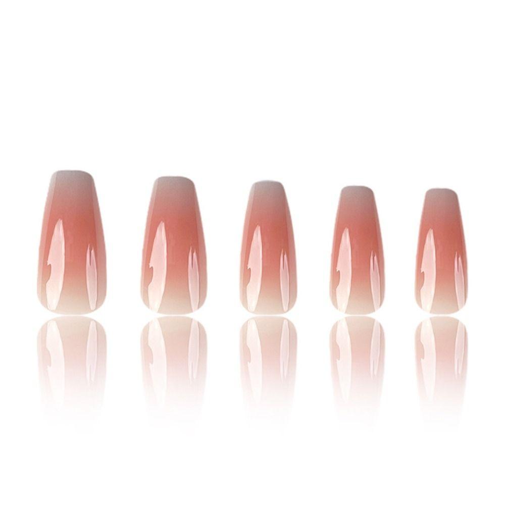 With Glue French False Nails Gradients Nail Tips Fashion Fake Nails  for Women and Girls