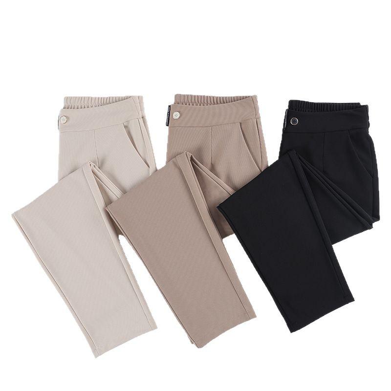 Spring Elastic Waist Straight-Leg Pants for Middle-Aged Women - Casual and Stylish
