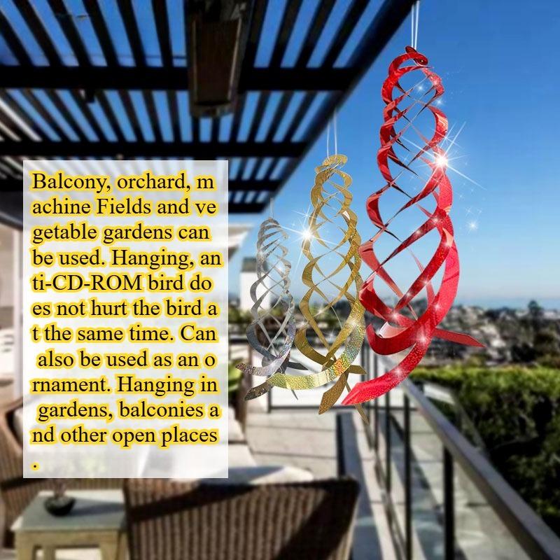1PC Flash Drive Bird Spiral Reflector-Silver Polyester Film Hanging Garden Bird Repeller Scares Away Woodpecker Pigeons.