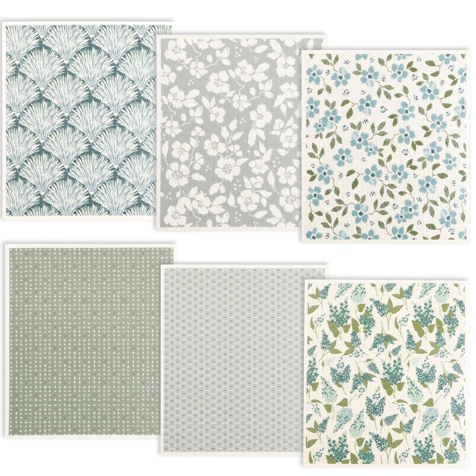 

6 шт. кухонные полотенца, экологически чистые многоразовые шведские кухонные полотенца с принтом, впитывающие кухонные полотенца для мытья посуды, новые