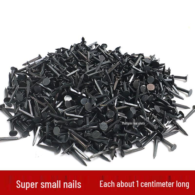 Black Mini Cobbler Nails: Small, Pointed, Triangular Tacks for Leather, Plywood, and More