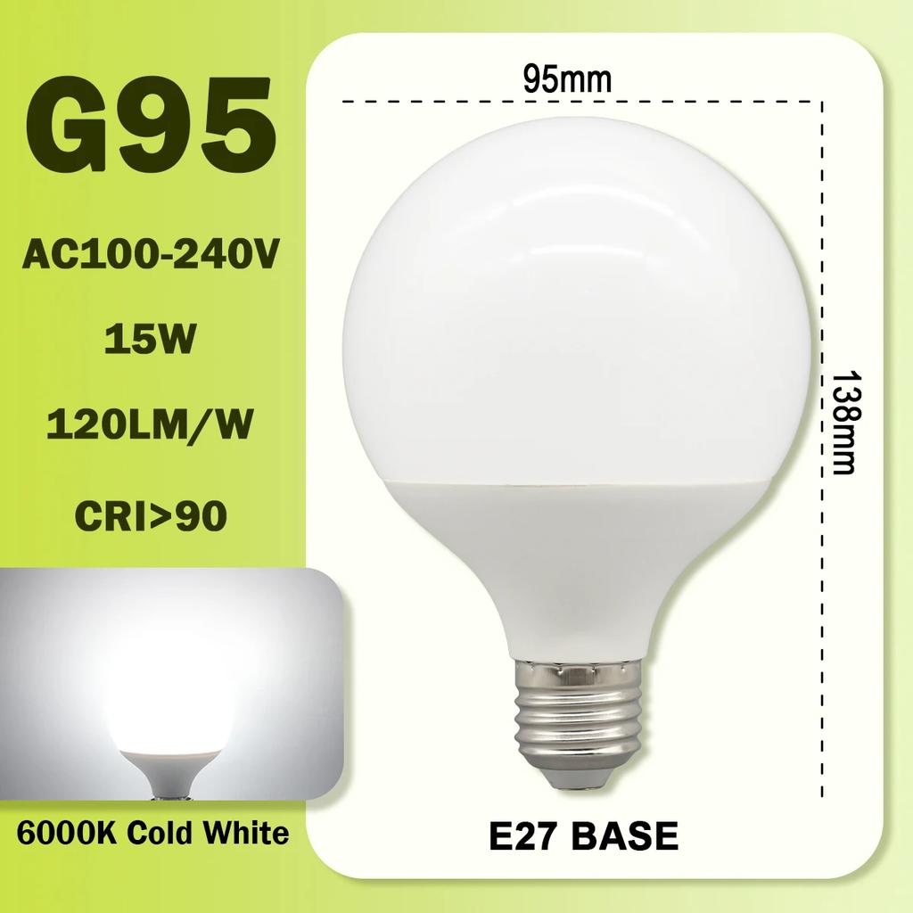 1-6PCS LED Bulb E27 10W 15W 18W AC 220V 127V G80 G95 G120 Energy Saving Global Light Lampada Ampoule Led Lamp Vanity Light Bulbs