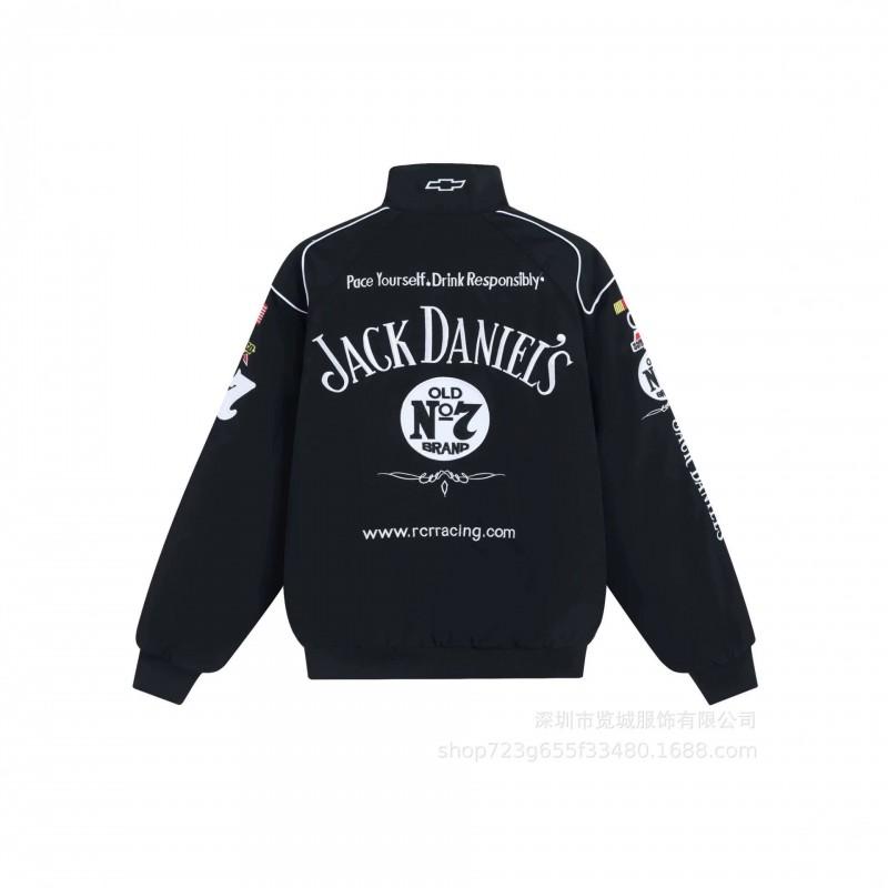 American Vintage Heavy Embroidered Racing Biker Jacket Thick Cotton Coat Teens