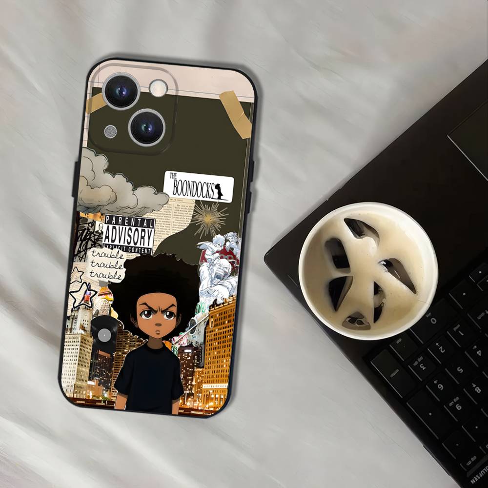 Cartoon The B-Boondocks Phone Case For iPhone 16,15,14,13,12,11,Pro,XS,Max,XR,Plus,E,SE4,Mini Black Soft Cover