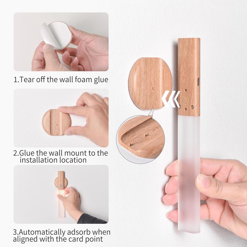 LED Night Light Kitchen Cabinet Closet Lights Home Staircase Bedroom Table Move Lamp Bedside Lighting Magnetic USB Wall Lamp