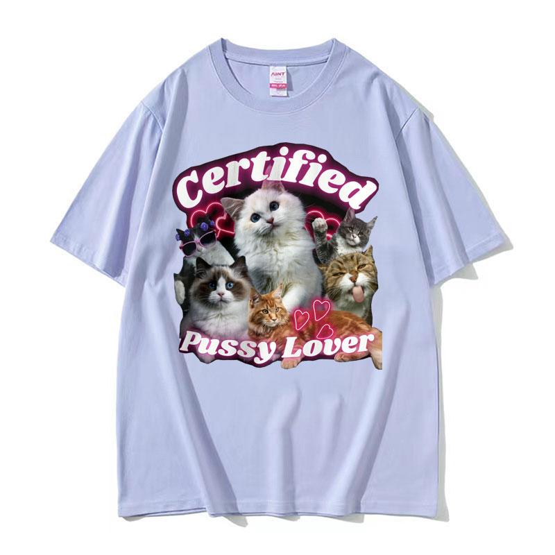 Funny Certified Cute Cat Lover Meme Tee Shirt Men Women Fashion Aesthetic Short Sleeve T Shirt Summer Casual Cotton Tshirt Tops