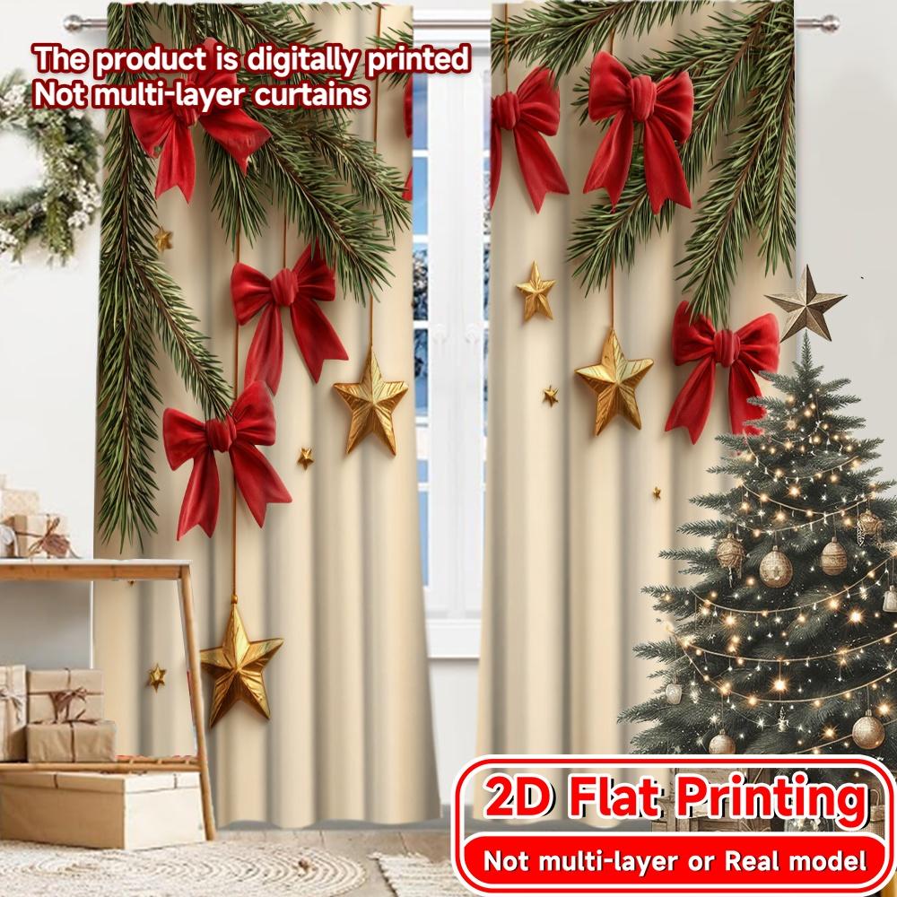 

Set Of 2 Modern Flat Printing Festive Starscape Curtain Fabric Versatile Polyester Curtains Room Decor Use Study Made W100*H70(CM)-Rod Pocket&2PCS