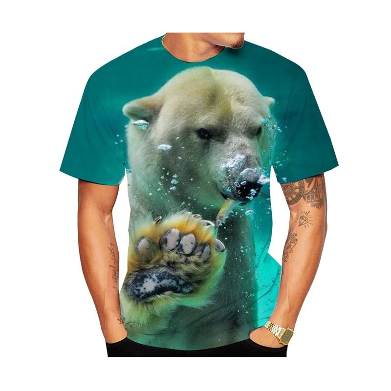 

Милые футболки с рисунком белого медведя для мужчин, модные летние детские футболки с коротким рукавом и 3D-принтом животных, повседневная уличная одежда, футболки, топы 5XL