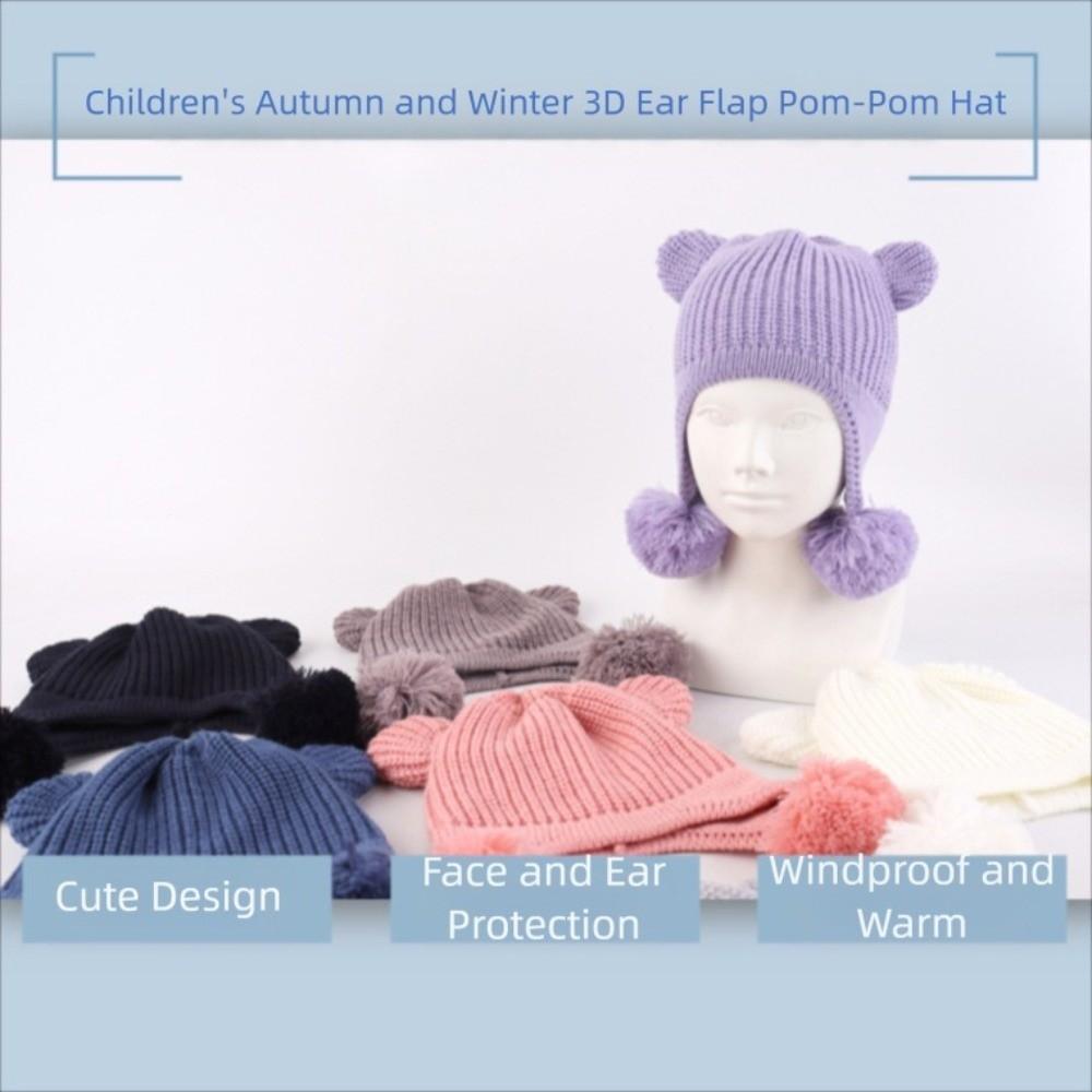 Fleece Lined Baby Winter Hat 2 Cute Ears Warm Fleece Hat Fashionable Kids Knit Hat  Winter Season