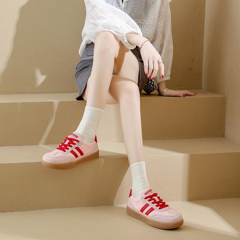 Fashion Sports Shoes Thick Sole Casual Board Shoes Women 2024 New Cowhide Everything Soft Sole Inside Increase De Training Shoes