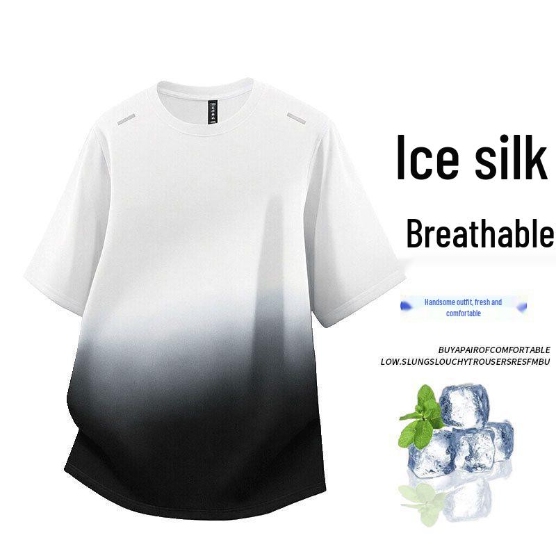 2026 High-End Men s Ice Silk Quick Dry Short Sleeve Round Neck T-Shirt L белый