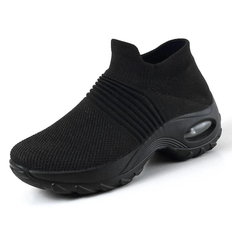 Women's Shoes Breathable Women's Sneakers Comfortable Thick Soled Tennis Sliding Sleeve Walking Shoes Anti Slip Running Shoes