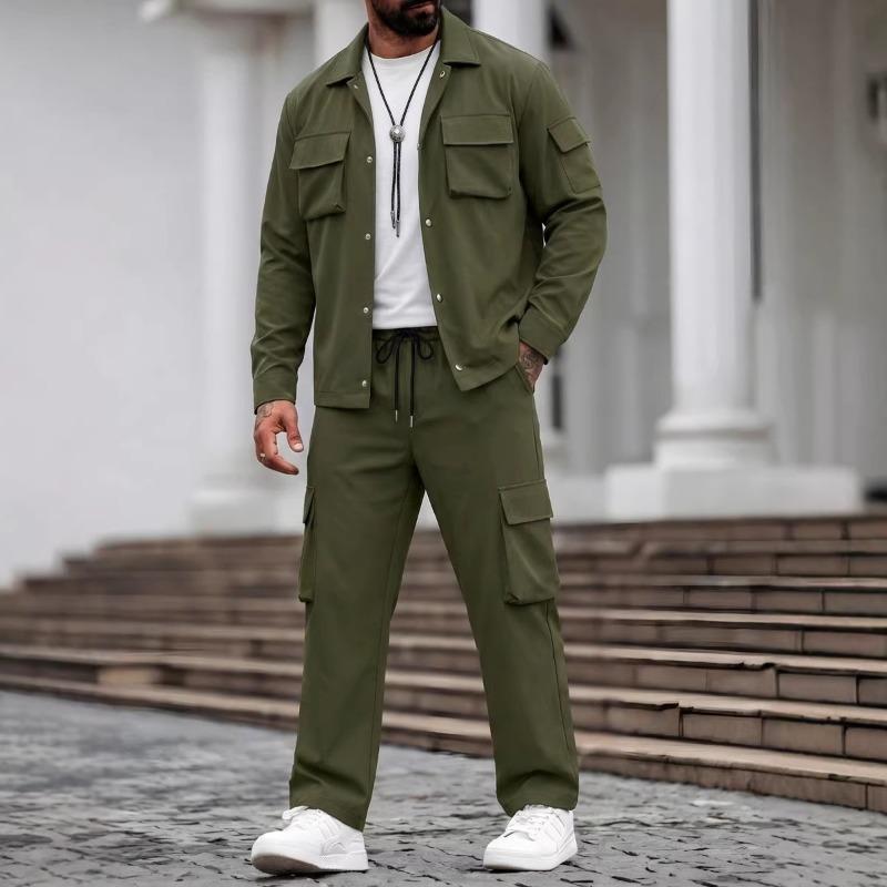 Herren 2-teiliges Outfit Cargo-Jacke und Hosen-Set