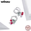 WOSTU 925 Sterling Silver Red Cherry Drop Dangle Earrings For Women Wedding Hoops Earrings Women Fine Jewelry GIft2