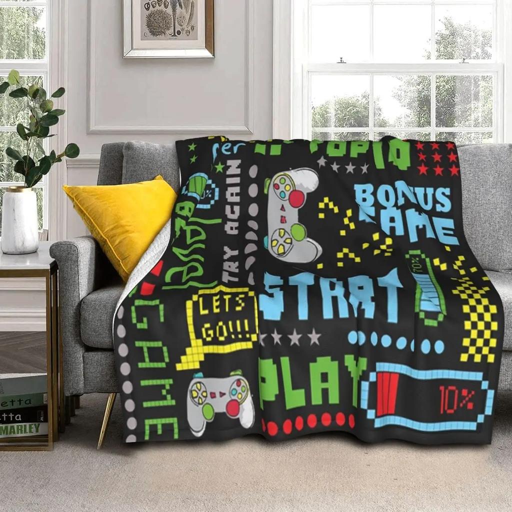 Gamepad Blanket Cool Game Gift For Boys Game Controller Blanket Gaming Video Game Soft Flannel Throw Blankets For Couch For Kids