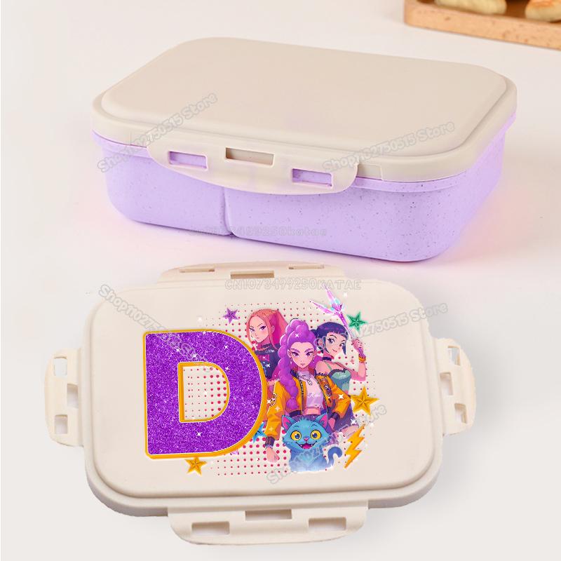 Kpop Demon Hunters Letter A-Z Bento Boxes Rumi Mira Zoey Student Lunch Box School Office Microwave Portable Fruit Food Container