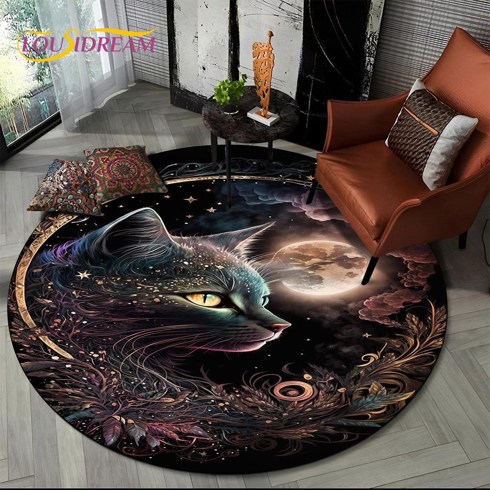 3D Persian Cat,Cute Calico Cat,Ragdoll Cartoon Round Carpet Rug for Living Room Bedroom Kid Playroom Decor,Pet Area Rug Non-slip