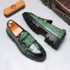 Fashion Men's Casual Leather Shoes Men Classic British Style Monk Loafers Mens Slip-on Thick Sole Heightened Shoe