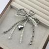 Double-layer Sweet Lovely Beaded Bowknot Heart Keychain Pendant Hanging Decor Keyring Lanyard Phone Charm Bag Pendant Supplies