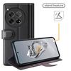 For OnePlus 12 5G Wallet Case Genuine Split Leather Phone Cover with TPU Shockproof Shell