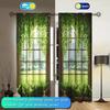 2pcs Green Landscape Window Printed Curtains   Shade and Privacy Protection   Suitable for Decorating Various Rooms