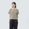 Cotton Women's Stripe Polo T-shirt Vintage Khaki (S25MWFPS69)