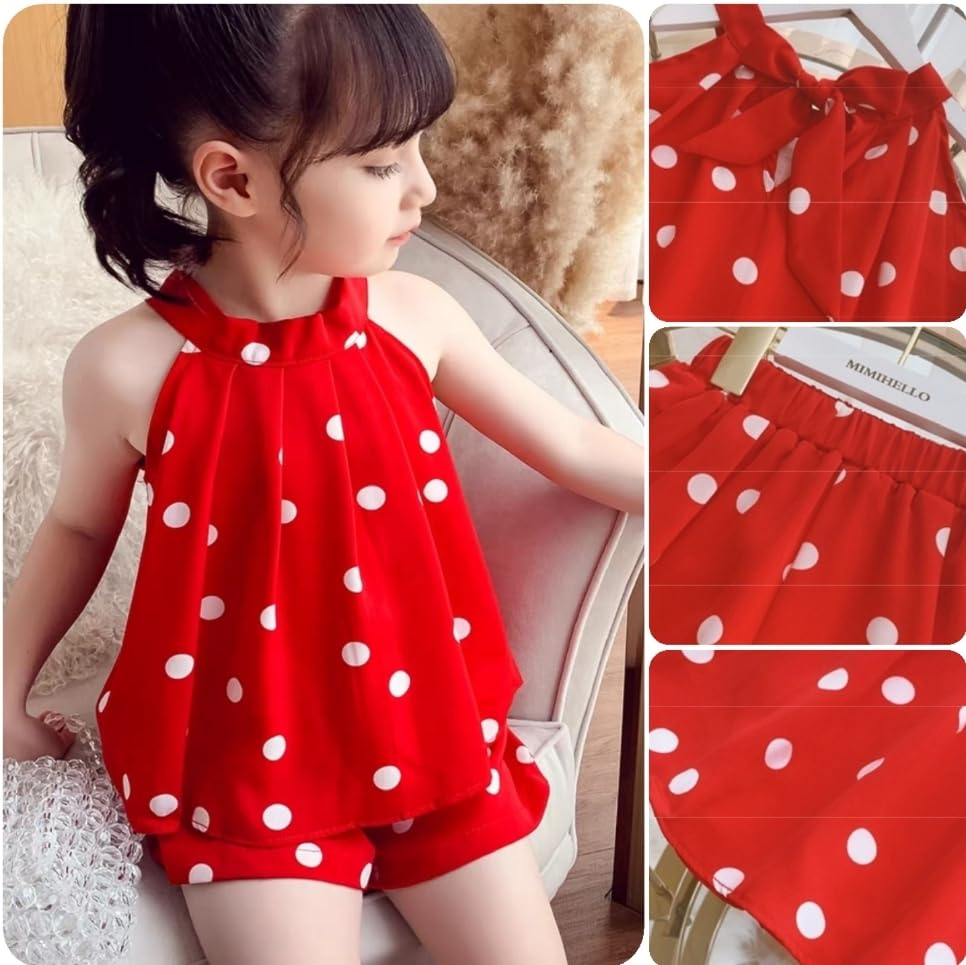 Sai Minnie Mouse Cosplay Set for Girls, Cotton, with Ribbon on the Back, Perfect for Christmas, Spring, Summer, Fall, and Winter, Polka Dots, Cute