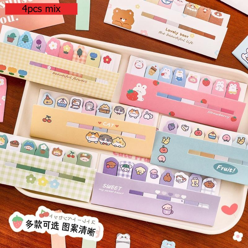 

Kawai Stationery Cartoon Gift Animals Standing Notes Cute Ins Girl Heart Index Sticker Study Memo N Times Ticky Memo Pad Book