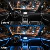 Interior Car LED Lights Wireless APP Control 5 In 1 RGB Ambient Lighting Kit With 236" Fiber Optic, 16 Million Colors Music Sync Waterproof LED Strip