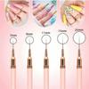 5Pcs Pink Nail Art Brushes Superfine Brush French Manicure Stripe Nail Art Painting Brush Set, UV Gel Nail Liner Brushes Kit And Drawing Liner Brush
