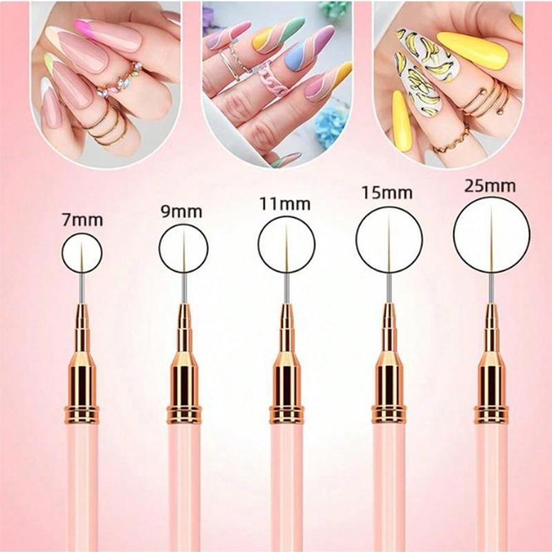 5Pcs Pink Nail Art Brushes Superfine Brush French Manicure Stripe Nail Art Painting Brush Set, UV Gel Nail Liner Brushes Kit And Drawing Liner Brush