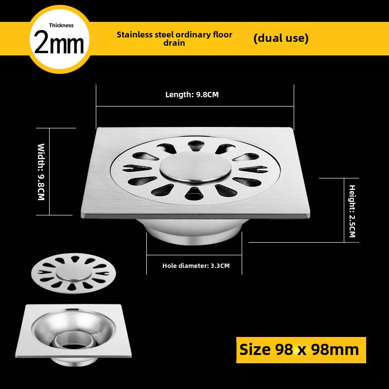 Sifon de podea din oțel inoxidabil 304, deodorant, pentru baie și mașină de spălat