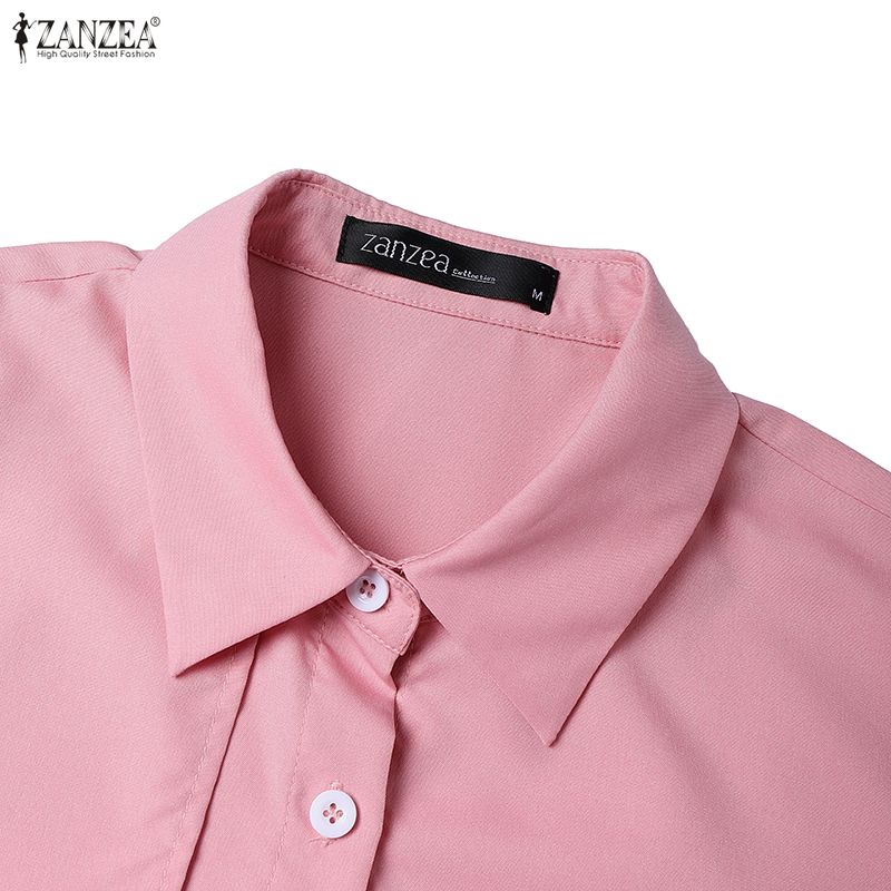 ZANZEA Women Turn Down Collar Casual Long Sleeve Loose Shirt Dress