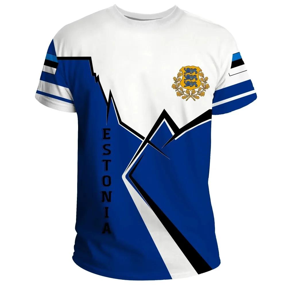 Tricou Grafic Steagul Estoniei Cadouri Ziua Independenței Estoniei Tricouri Imprimate 3D Bărbați Sport Mânecă Scurtă Tricouri Tip Jersey de Fotbal