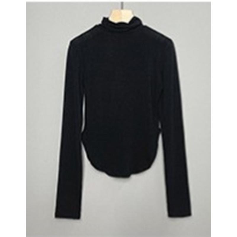 

Women s Slim Fit Long Sleeve High Neck Base Layer Top for Autumn/Winter One Size чорний
