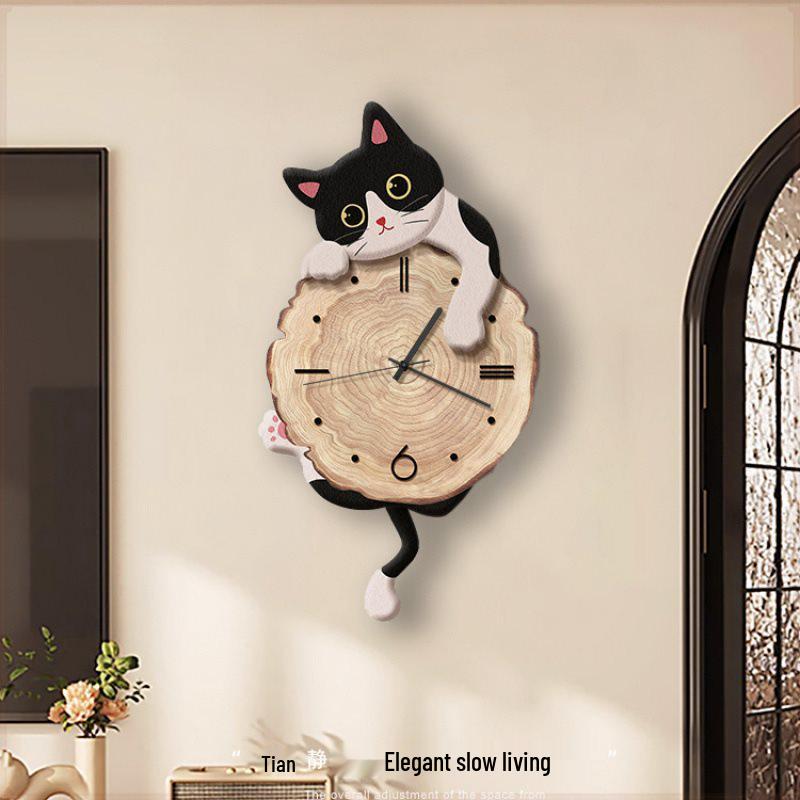 Contemporary Minimalist Cat Wall Clock – Creative Internet-Inspired Design, Ideal for Modern Living Rooms, With Free Shipping