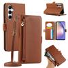 For Samsung Galaxy A35 5G Wallet Phone Case Shockproof TPU+PU Leather Flip Cover with Mirror,Strap