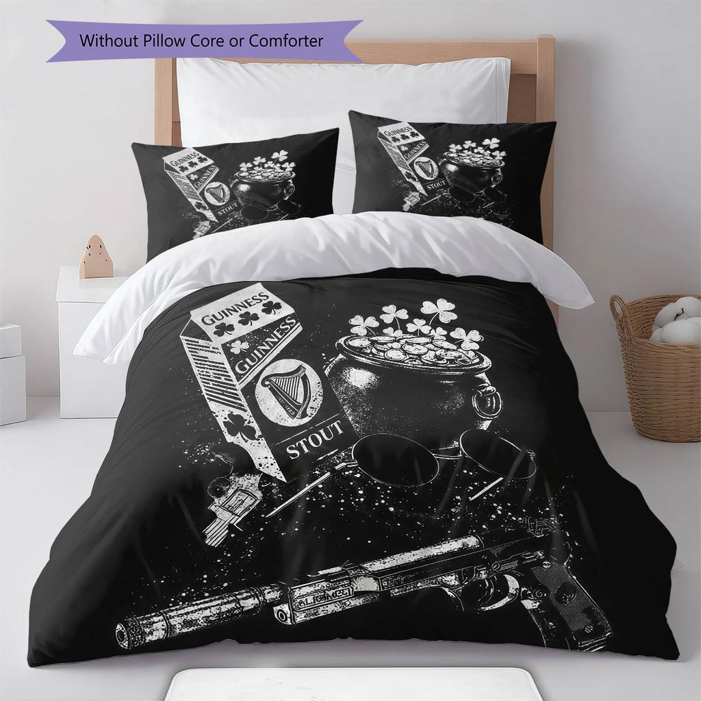 Leon Muster Bettwäsche Steppdecke Set Bettbezug Kissenbezug Heimdekoration Geburtstagsgeschenk (1 Bettbezug + 2 Kissenbezüge, ohne Füllung)