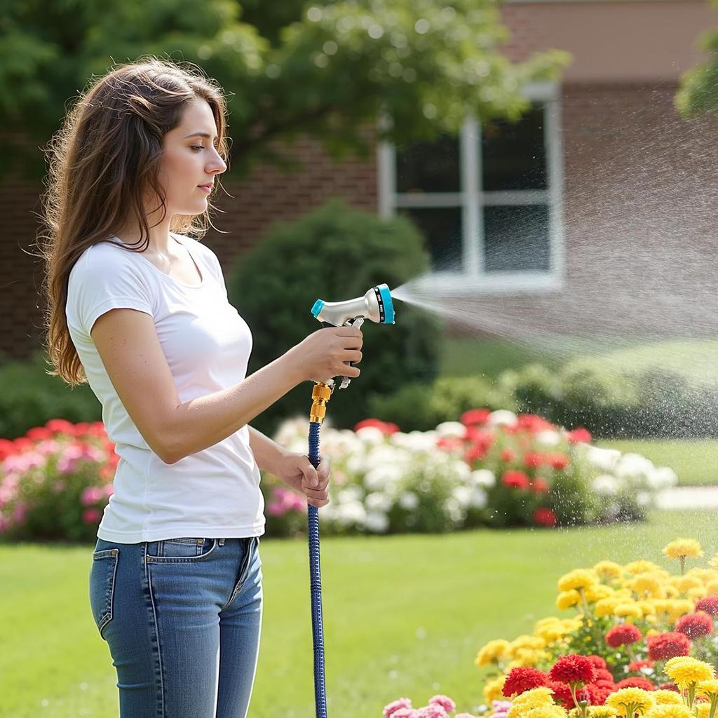 VEVOR Hose Nozzle, 10 Adjustable Spray Patterns, Metal Water Nozzle with Comfortable Ergonomic Grip, Garden Nozzle Sprayer with Flow Control for