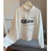 Plus Size European High Waist Stand Collar Sweatshirt for Women - 2025 Spring/Autumn, New Loose Slimming Short Top