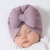 Cotton Knit Baby Hat Socks Set 0-12 Months Newborn Turban Hat Baby Bow Fetal Cap  Home/Outdoor
