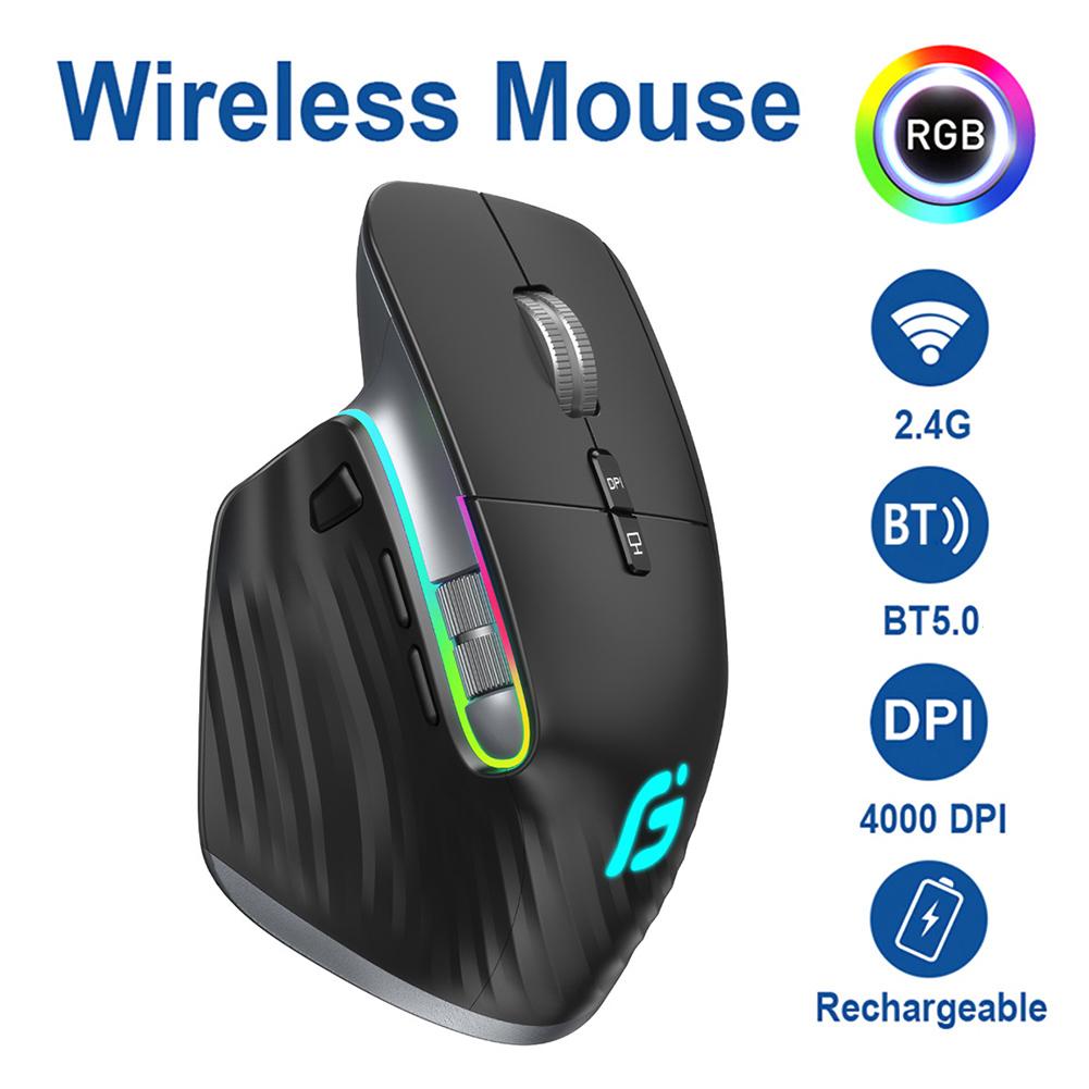 Multi-Device Wireless Mouse 1000-4000DPI Bluetooth-Compatible 5.0+2.4G Right Hand Computer Mice Optical Gamer Mice for Laptop PC