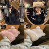 Sweet Cute Bear Plush Knit Hat For Women Autumn Winter Thick Warm Fur Beanie
