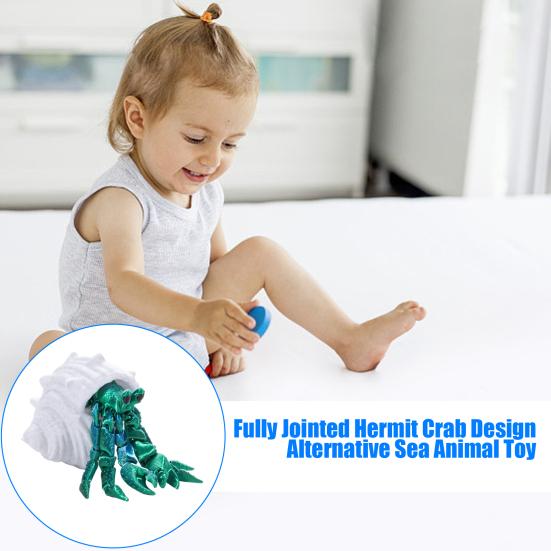 3D-gedruckte Einsiedlerkrebs-Figur mit beweglichen Gelenken, Krabben-Actionfigur, artikuliertes Tiermodell, Desktop-Dekoration, Ornament, Geschenk für Kinder und Erwachsene