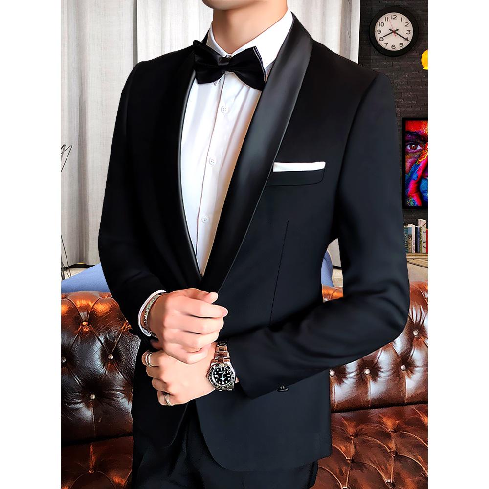 Men's Slim Fit Korean Tuxedo Suit for Wedding, Host, Photography