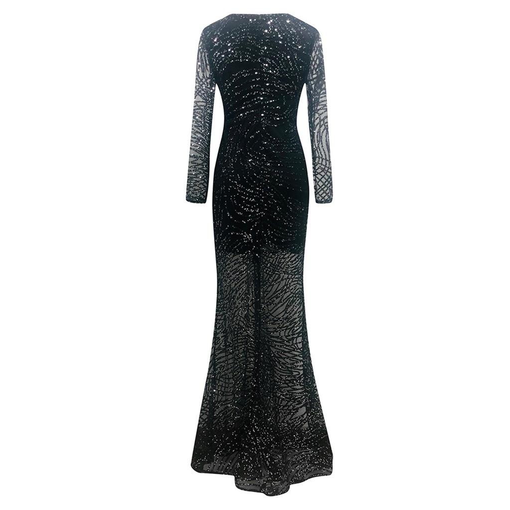 Sexy, ryggløs, ermeløs kondolbelte, paljetterkjole, cocktailkjole