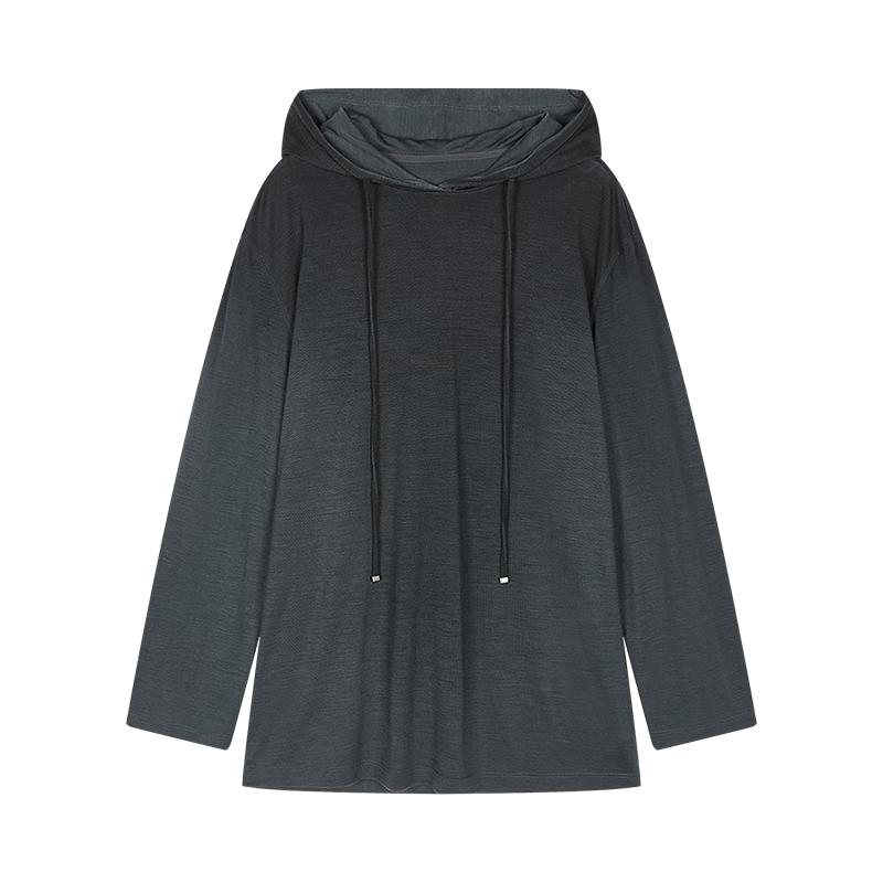 LESS 2025 Autumn H-shaped Hooded Long Sleeve T-shirt
