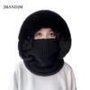 Winter Twist Pattern Knitted Hat, Velvet Warm Scarf, Integrated Pullover Hat, Cold-proof Wool Hat, Women